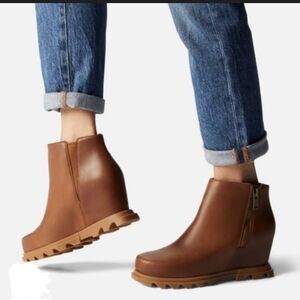 Sorel Brown Wedge Ankle Boots